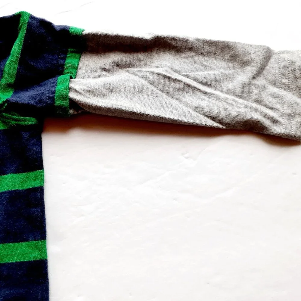 Carter's Boys Romper Navy Green Stripe Long Sleeve Soccer Jumpsuit 18 Months